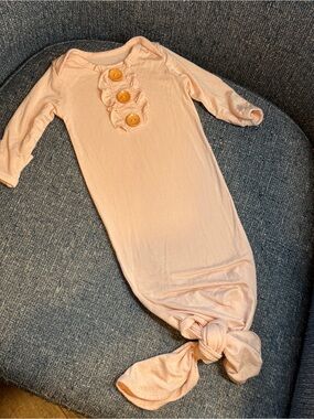 Suzel Peach Infant Gown with Wooden Button Accent